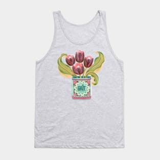 Self Care Spring Grit Tulip Vintage Retro Tin Can Tank Top